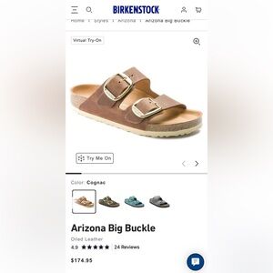Birkenstock Arizona Big Buckle oiled leather cognac/gold buckle